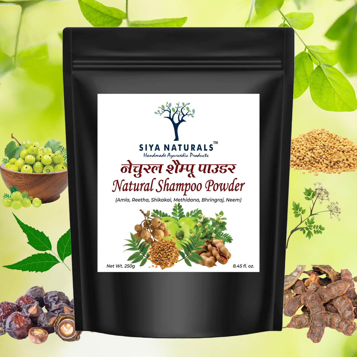 Ayurvedic Herbal Shampoo Powder | Amla, Reetha, Shikakai, Bhringraj, Neem & Methidana | Natural Hair Cleanser for Hair Fall & Dandruff